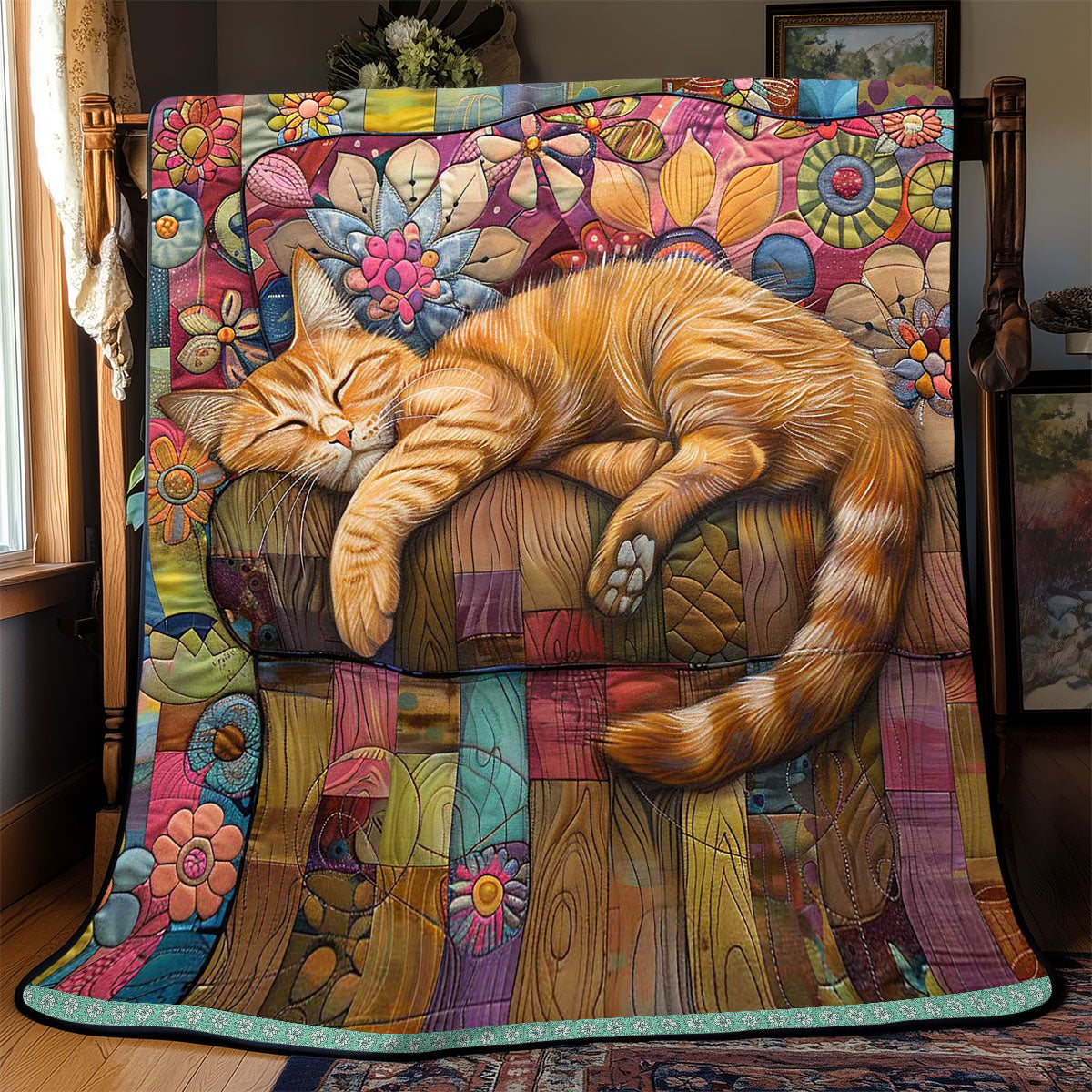 Fluffy Dreaming Cat Quilt Blanket Queen Size Blanket Gifts For People Who Love Cats