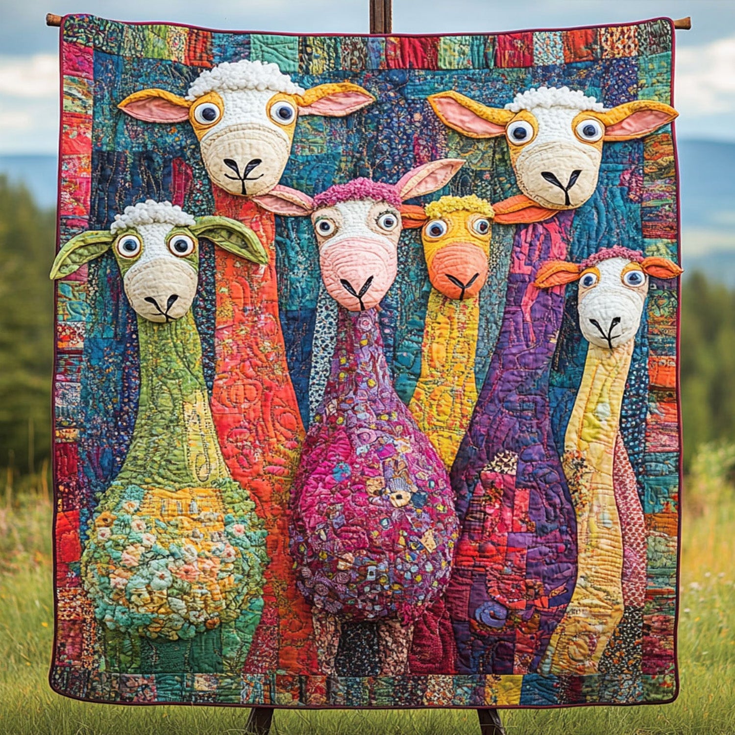 Fluffy Flock Friends Quilted Blanket Christmas Holiday Sheep Gifts For Him