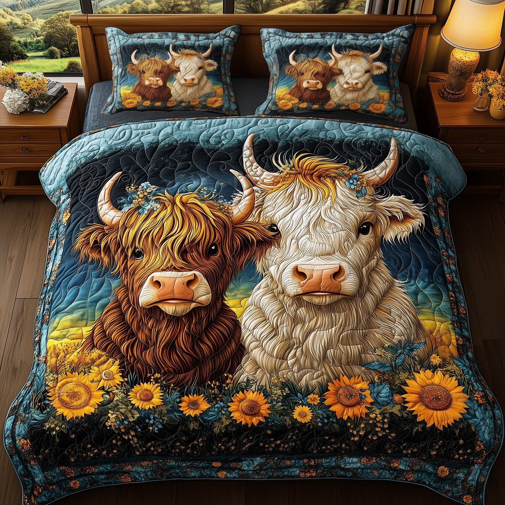Fluffy Friends Quilted Bedding Set Duvet Cover Bedspread Cowboy Gifts For Women