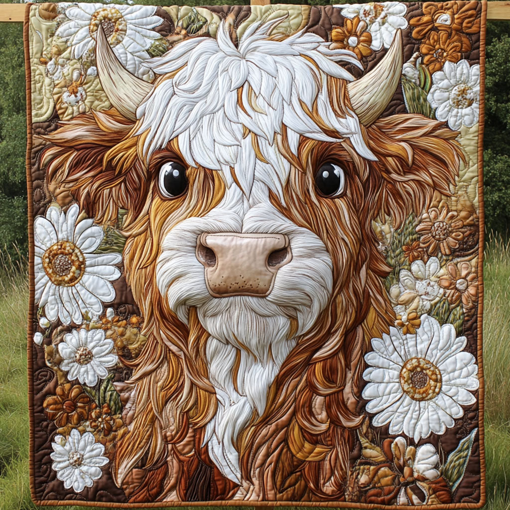 Fluffy Highland Dream Quilted Blanket Cool Throw Blanket Highland Cow Gifts For Women
