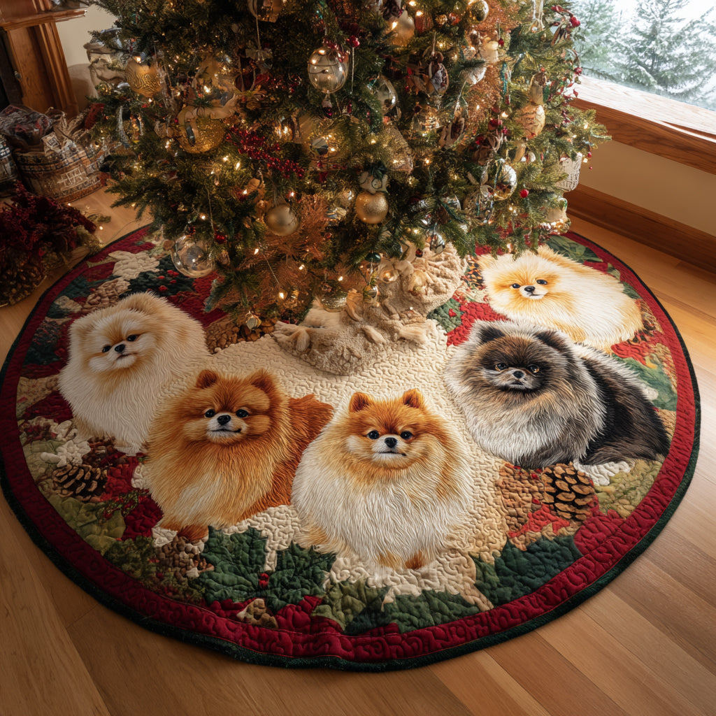 Fluffy Holiday Cheer Christmas Quilted Tree Skirt Holiday Decorations Christmas Gift Ideas For Dog Owners