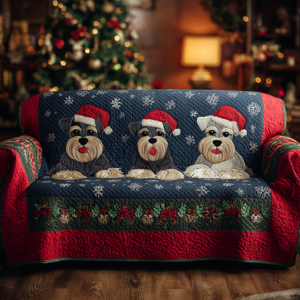 Fluffy Holiday Pups Quilted Sofa Cover Holiday Living Decorations Christmas Presents For Dog Owners