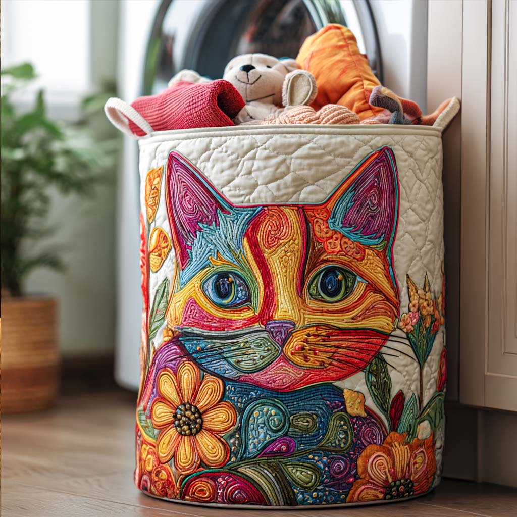 Fluffy Mischief Quilted Laundry Basket Merch For Dad