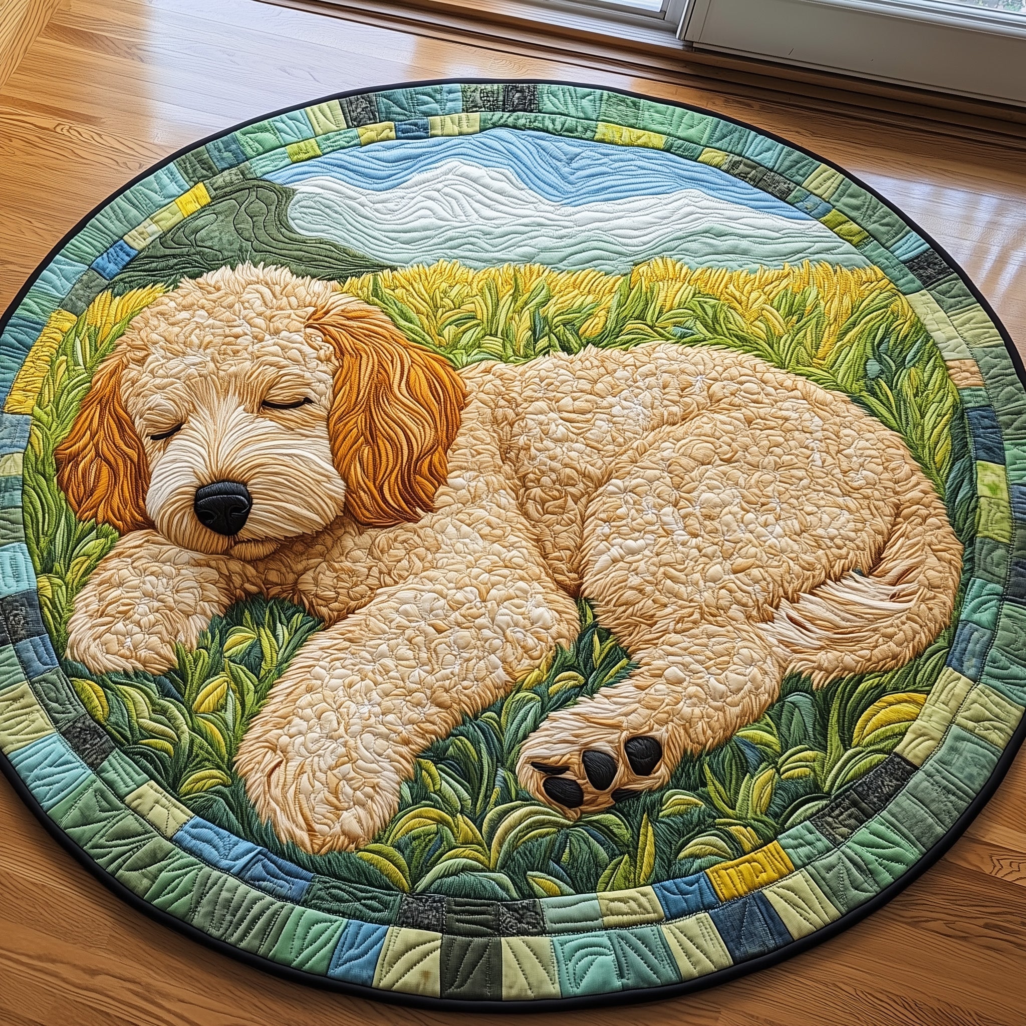 Fluffy Napper Quilted Round Mat Soft Cotton Quilted Round Mat for Daily Comfort