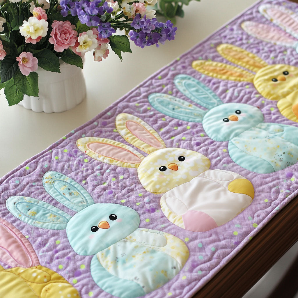 Fluffy Peeps Charm Quilted Table Runner Easter Bunny Table Runner Best Friend Gift Ideas