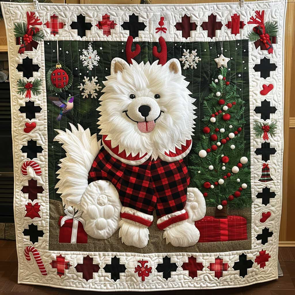 Fluffy Samoyed Christmas Delight Holiday Xmas Blanket Gifts To Get Your Mom For Christmas