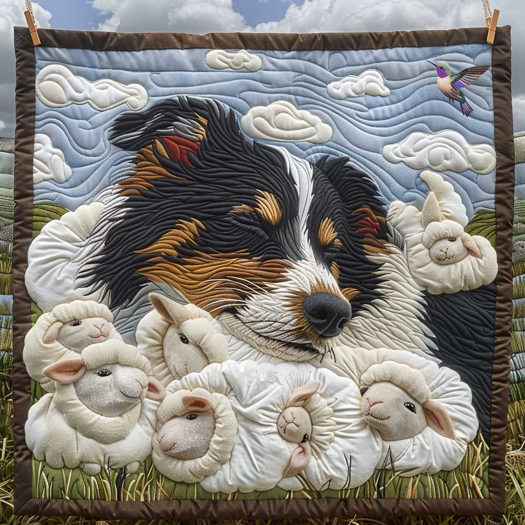Fluffy Sheep Border Collie Holiday Xmas Quilt Blanket Gifts To Get Your Mom For Christmas