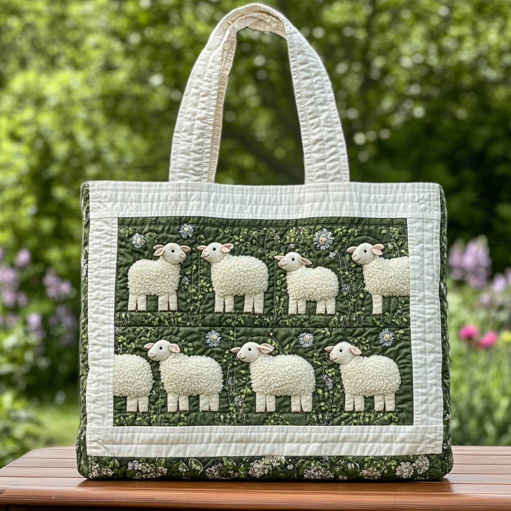 Fluffy Sheep Quilted Tote Bag Gifts For Sheep Farmers