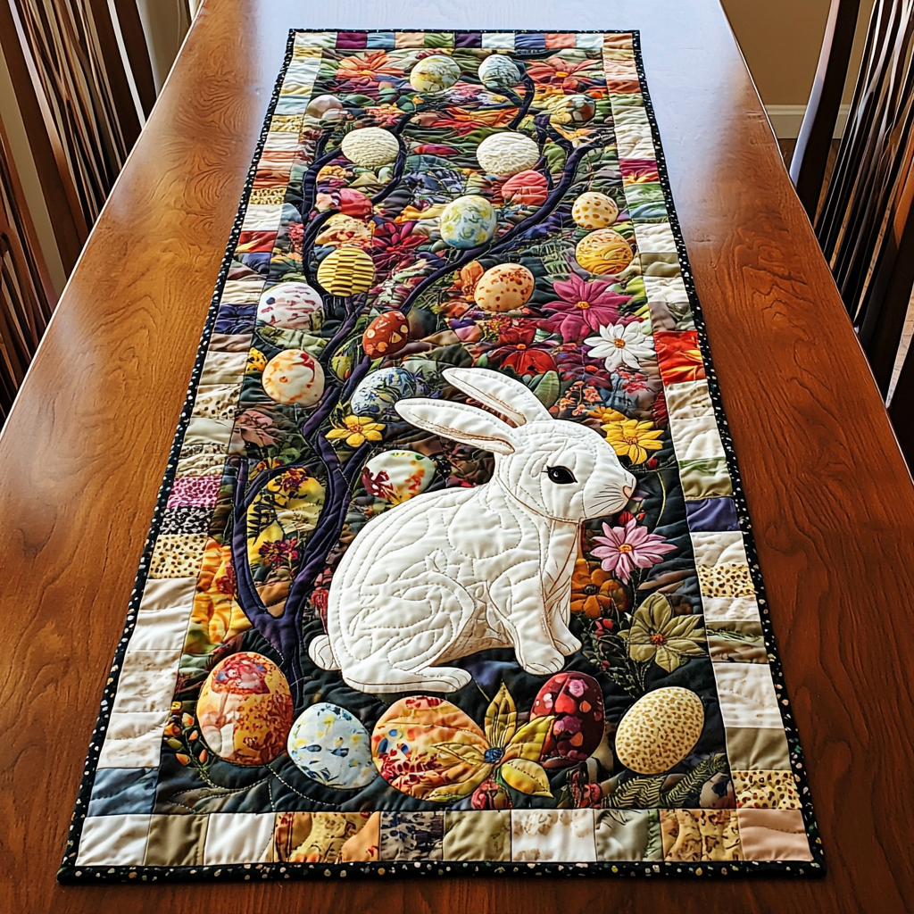 Fluffy Whiskers Quilted Table Runner Easter Bunny Table Runner Gift Ideas For Friends