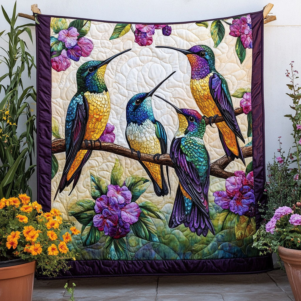 Flutter Bloom Quilted Blanket Best Couch Throw Blanket Unique Hummingbird Presents