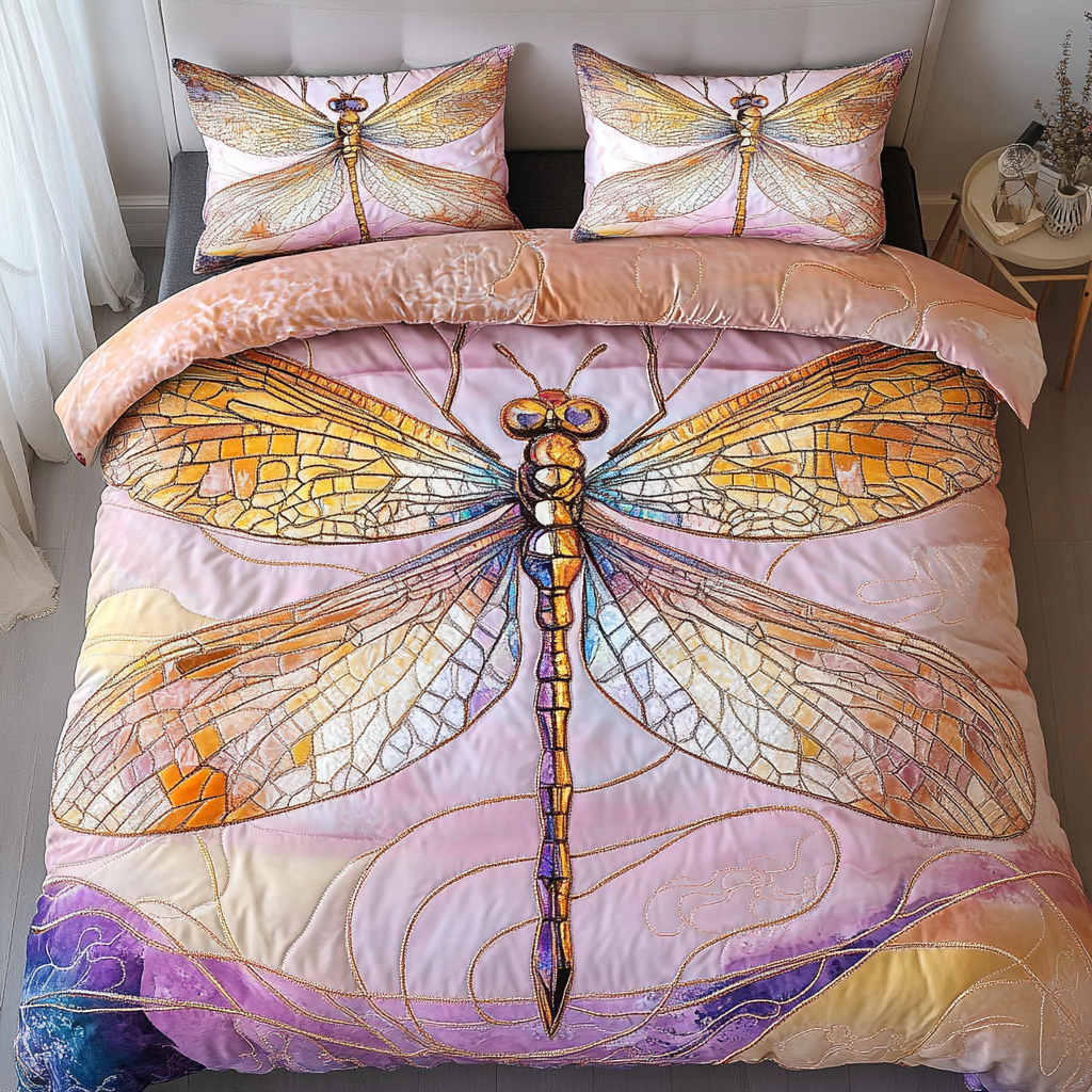 Flutter Dreams Quilted Bedding Set Duvet Cover Bed Sheet Set Dragonfly Gifts For Women