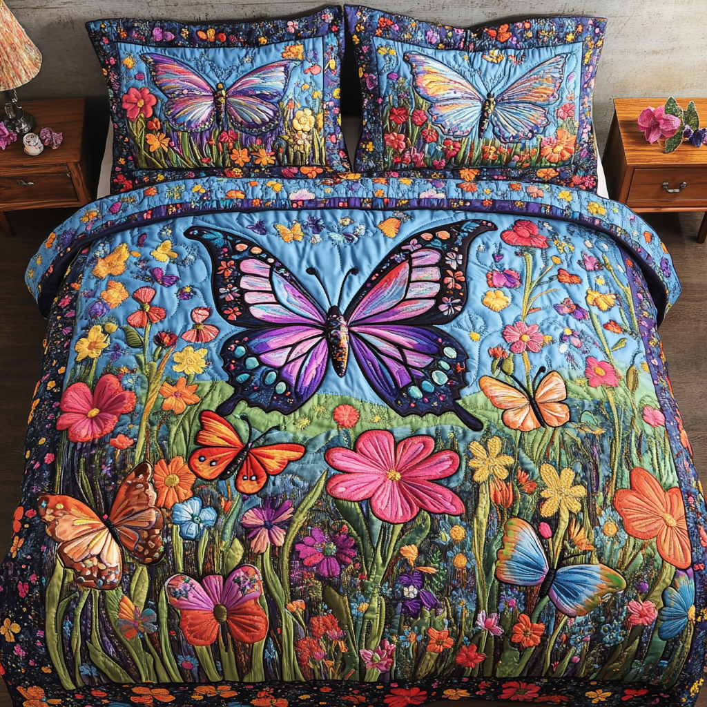 Flutter Grace Quilted Bedding Set Bed Decor Great Butterfly Lover Gifts