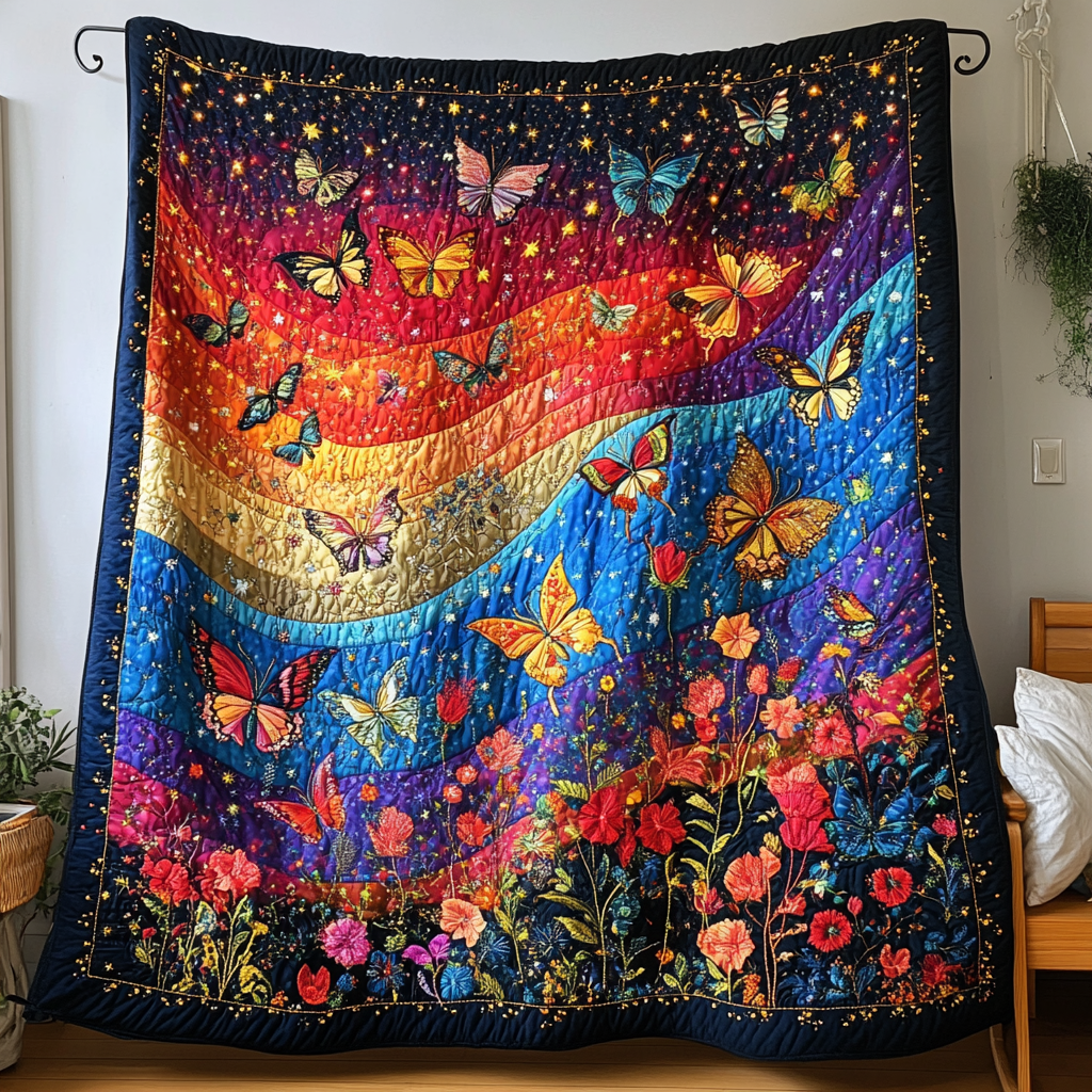 Flutter Grace Quilted Blanket Best Throw Blanket Butterfly Gifts For Ladies