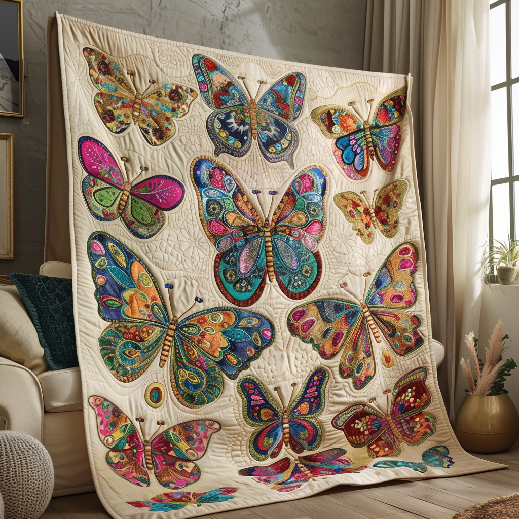 Fluttering Butterfly Quilted Blanket Butterfly Birthday Presents