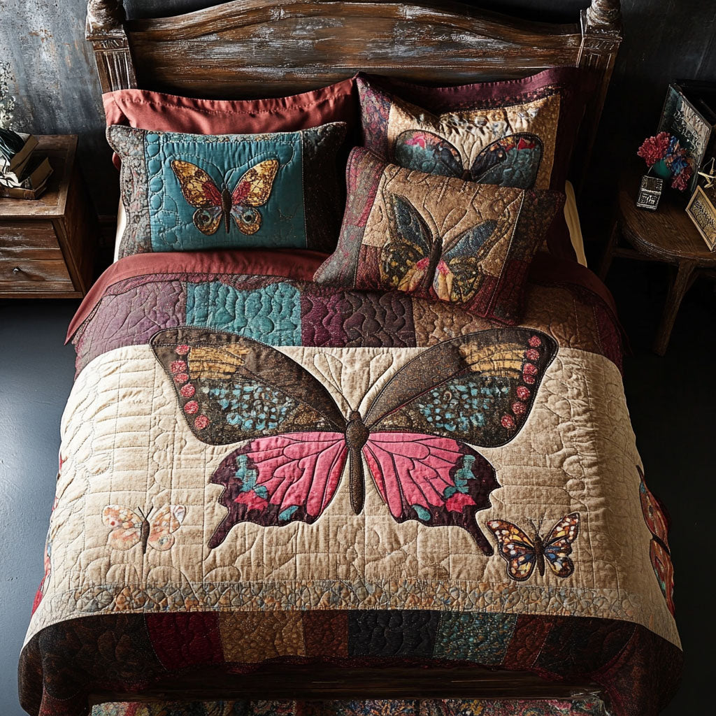 Fluttering Delight Quilted Bedding Set Best Bed Sheet Set Great Butterfly Lover Gifts