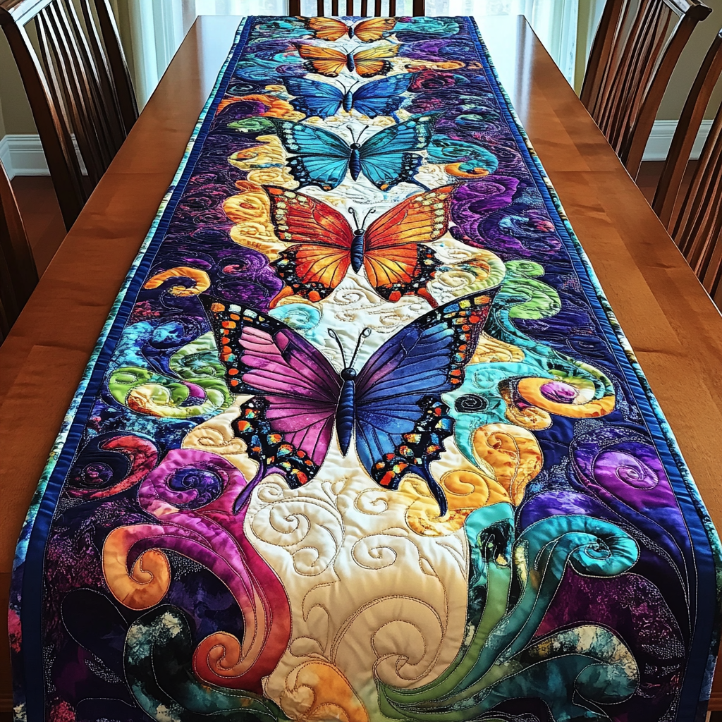 Fluttering Dreams Quilted Table Runner Dining Table Decor Ideas Novelty Butterfly Gifts