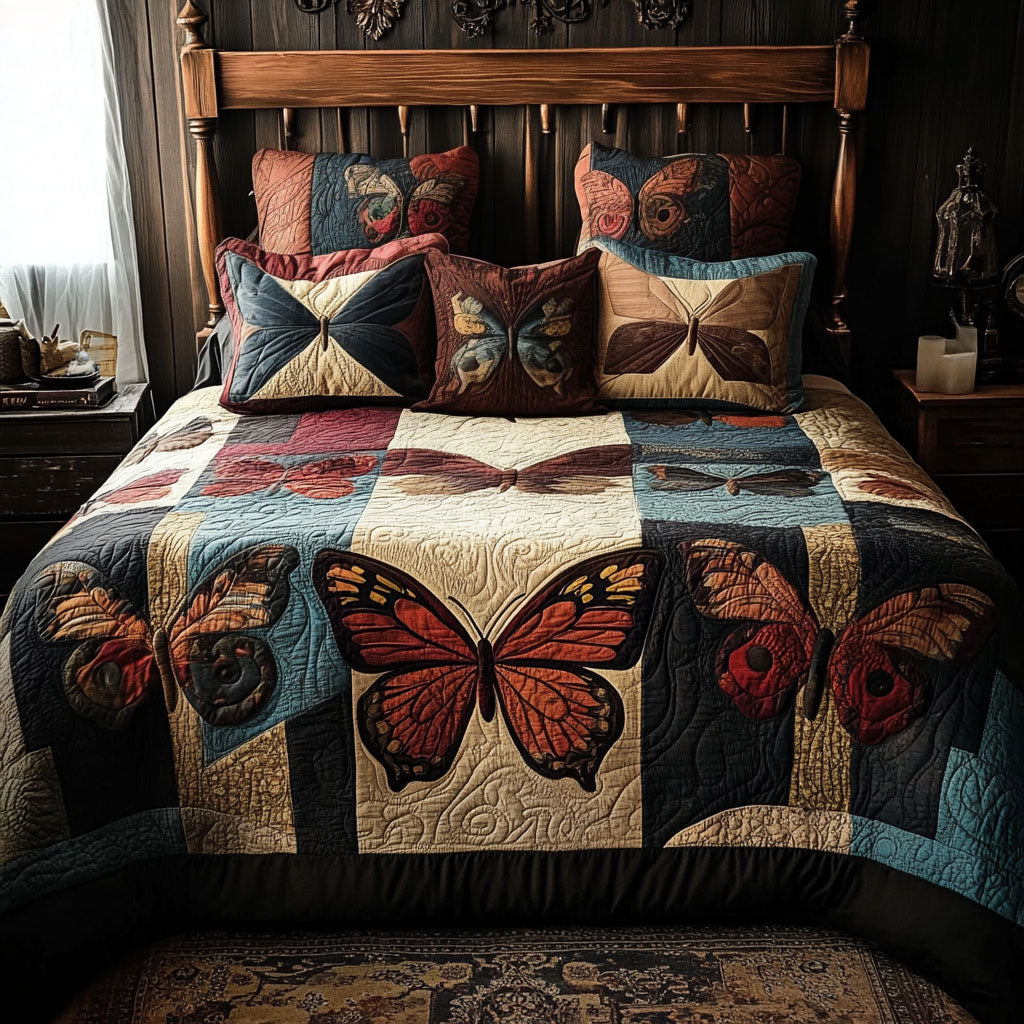 Fluttering Fantasy Quilted Bedding Set Best Bedspread Set Novelty Butterfly Gifts