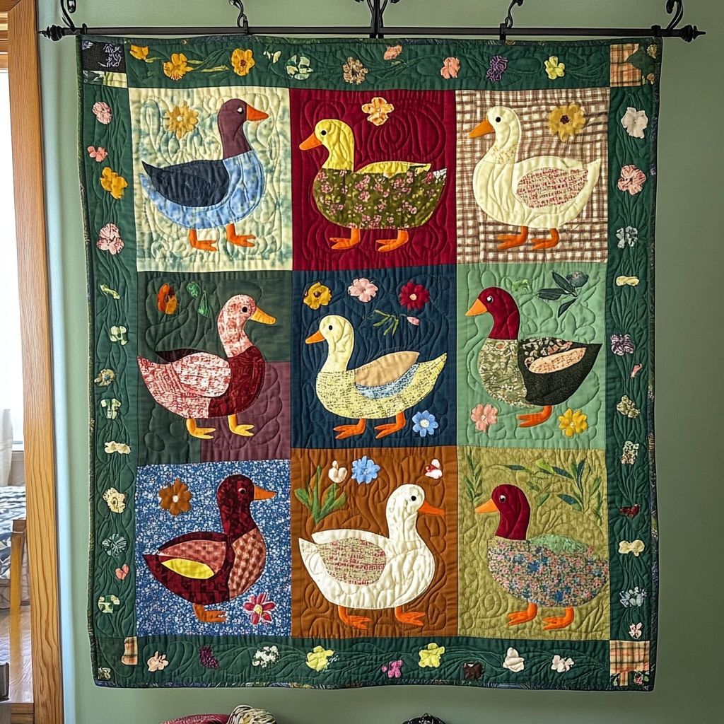 Fluttering Feathers Quilted Blanket Farm Animal Blanket