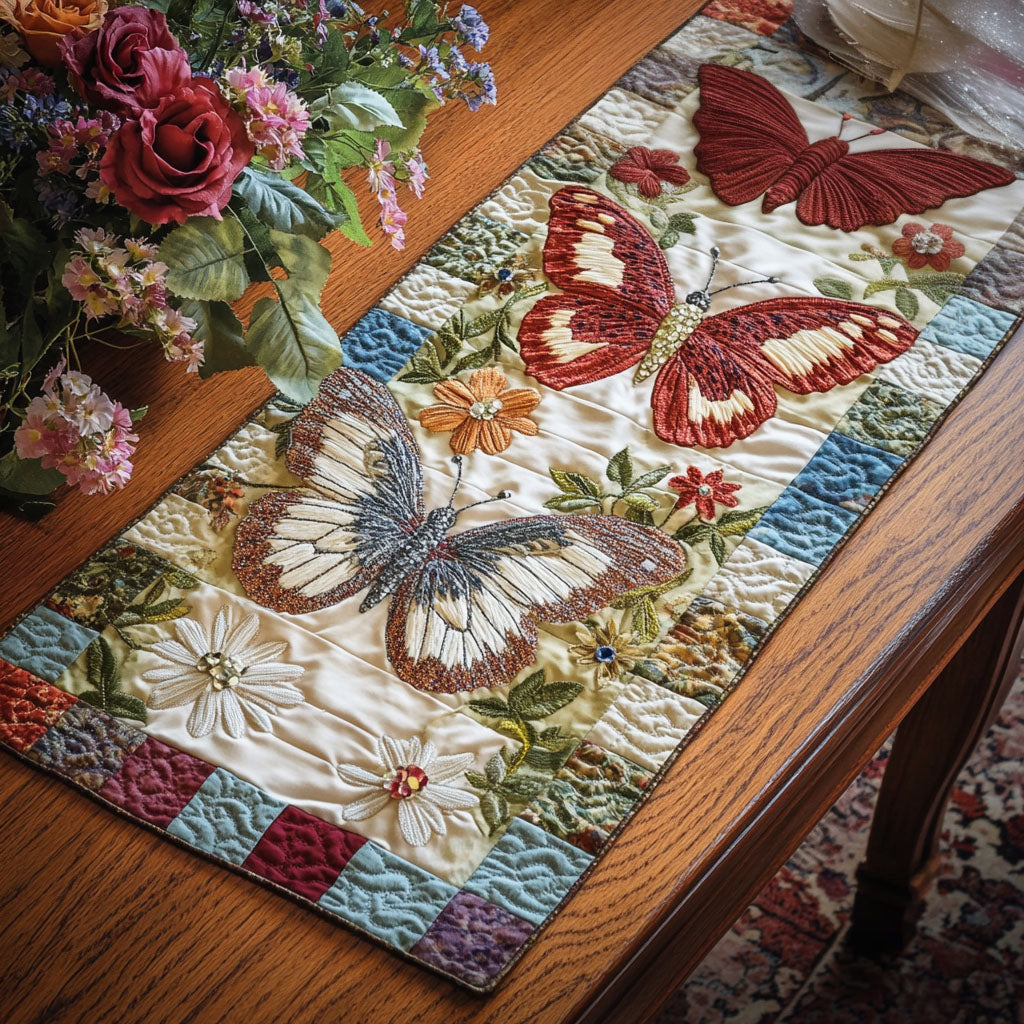 Fluttering Petals Quilted Table Runner Kitchen Table Decor Ideas Butterfly Christmas Gifts