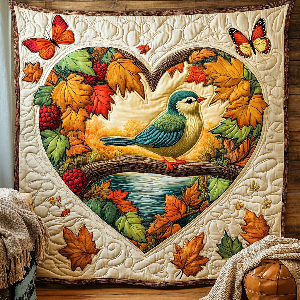 Fluttering Through Fall Quilt Trendy Quilt Blanket for Modern Home Interiors