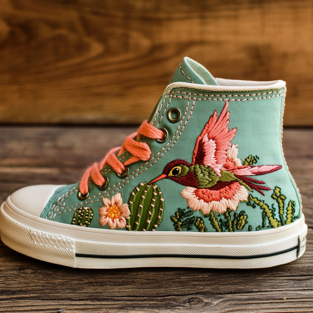 Flying Cactus Hummingbird Canvas High Tops Everyday Merch Essential