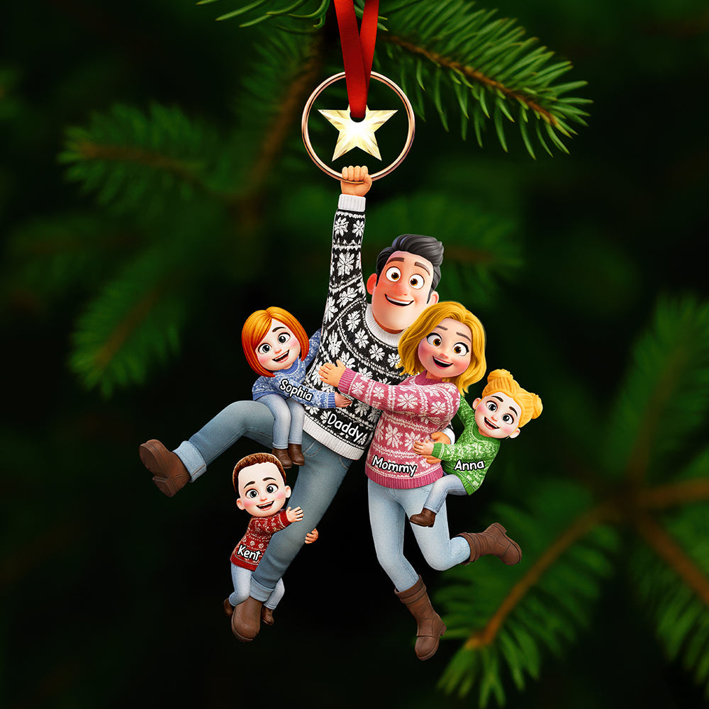 Flying Family Ornament - Personalized Gifts For Family - Holiday Tree Decoration Gift