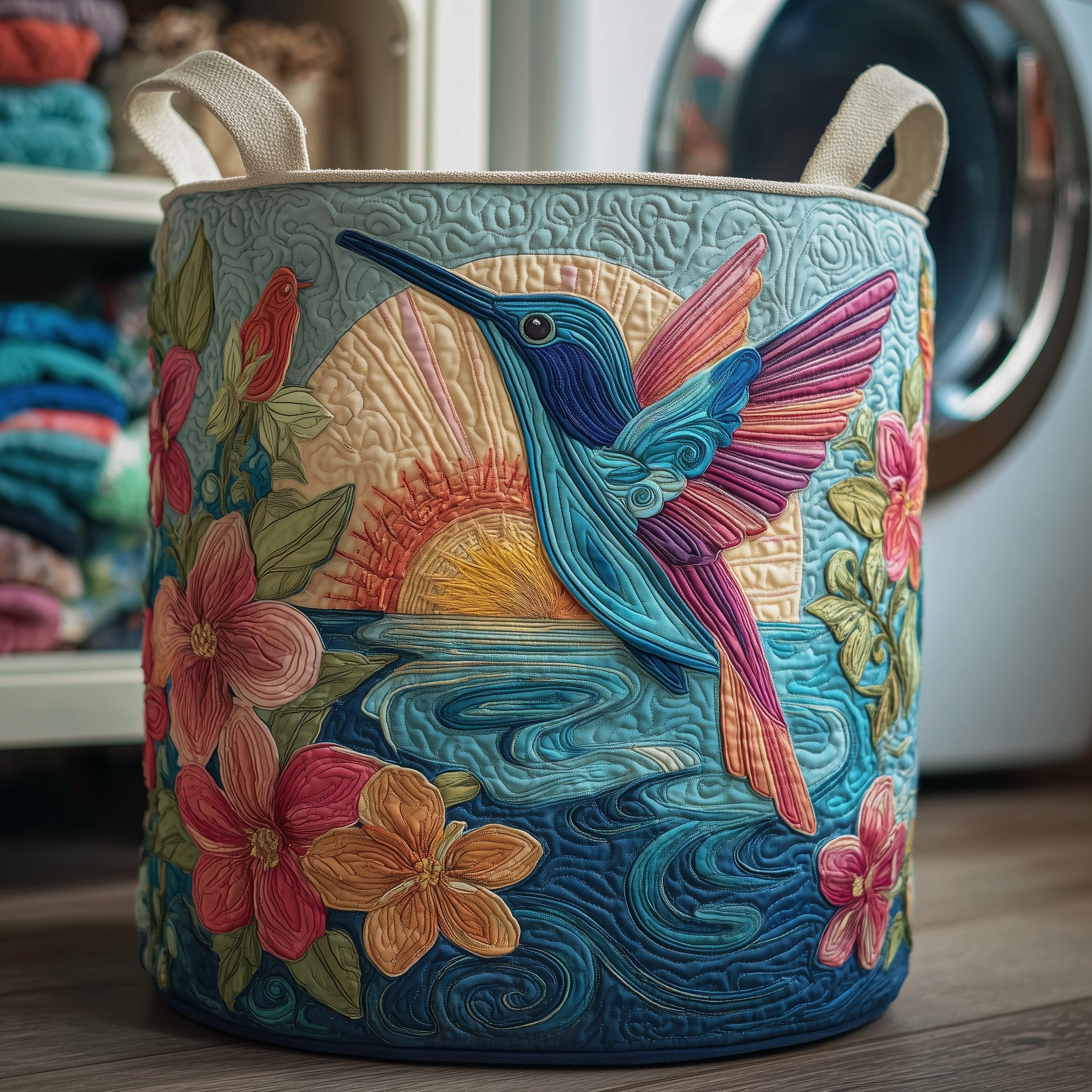Flying Hummingbird Heaven Quilted Laundry Basket Laundry Room Decor Gifts For Housewarming