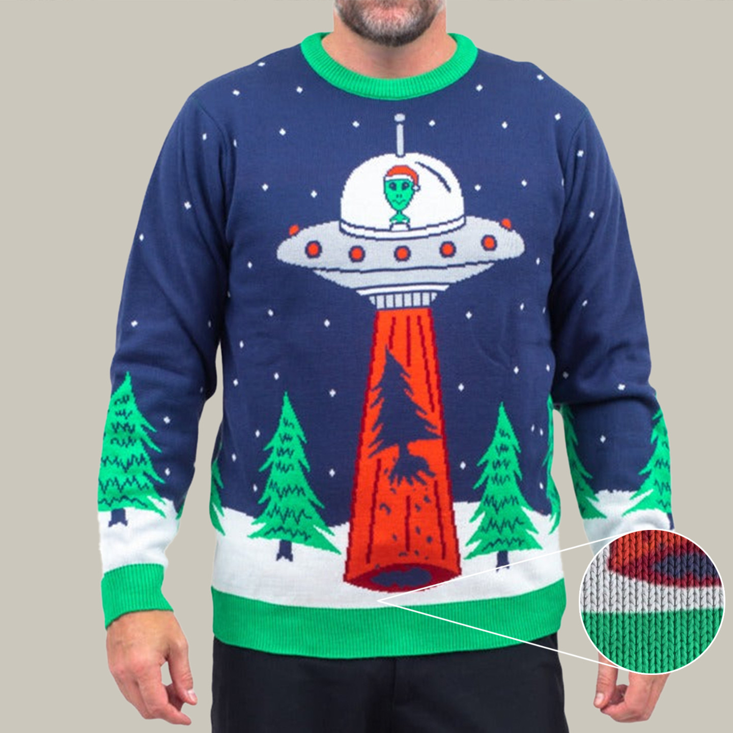 Flying Saucer Tree Abduction Sweater Funniest Ugly Christmas Sweater Gifts For Son