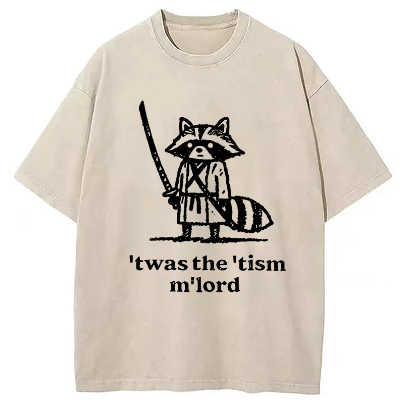 Focused Samurai Raccoon Washed T-Shirt Classic Graphic Fashion Tee Gifts For Sister