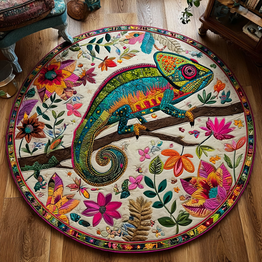 Folk Art Quilted Round Mat Home Front Door Design Christmas Gift For Farmers