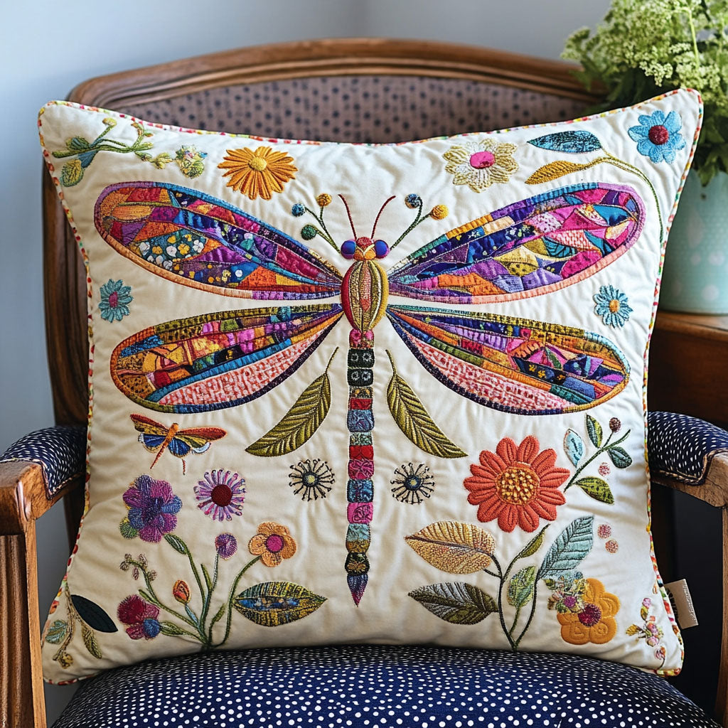 Folk Art Wings Quilted Pillow Case Nice Pillow Covers Best Dragonfly Lover Gifts For Her