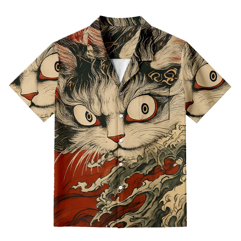 Folklore Ghost Cat Ukiyoe Hawaiian Shirt Japanese Inspired Design Mythology Shirt Gifts