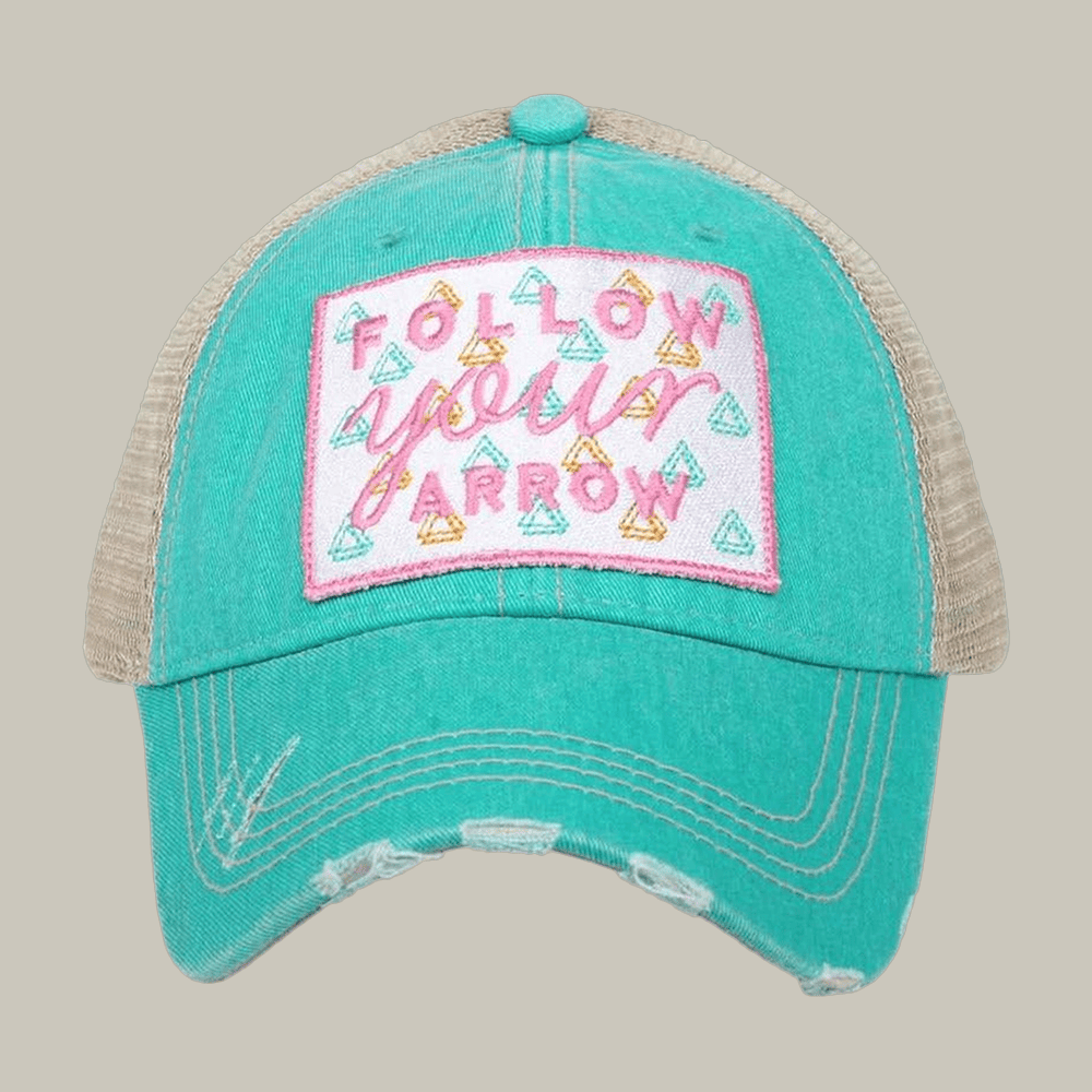 Follow Your Arrow Trucker Embroidered Hat Inspirational Saying Cap Motivational Gift