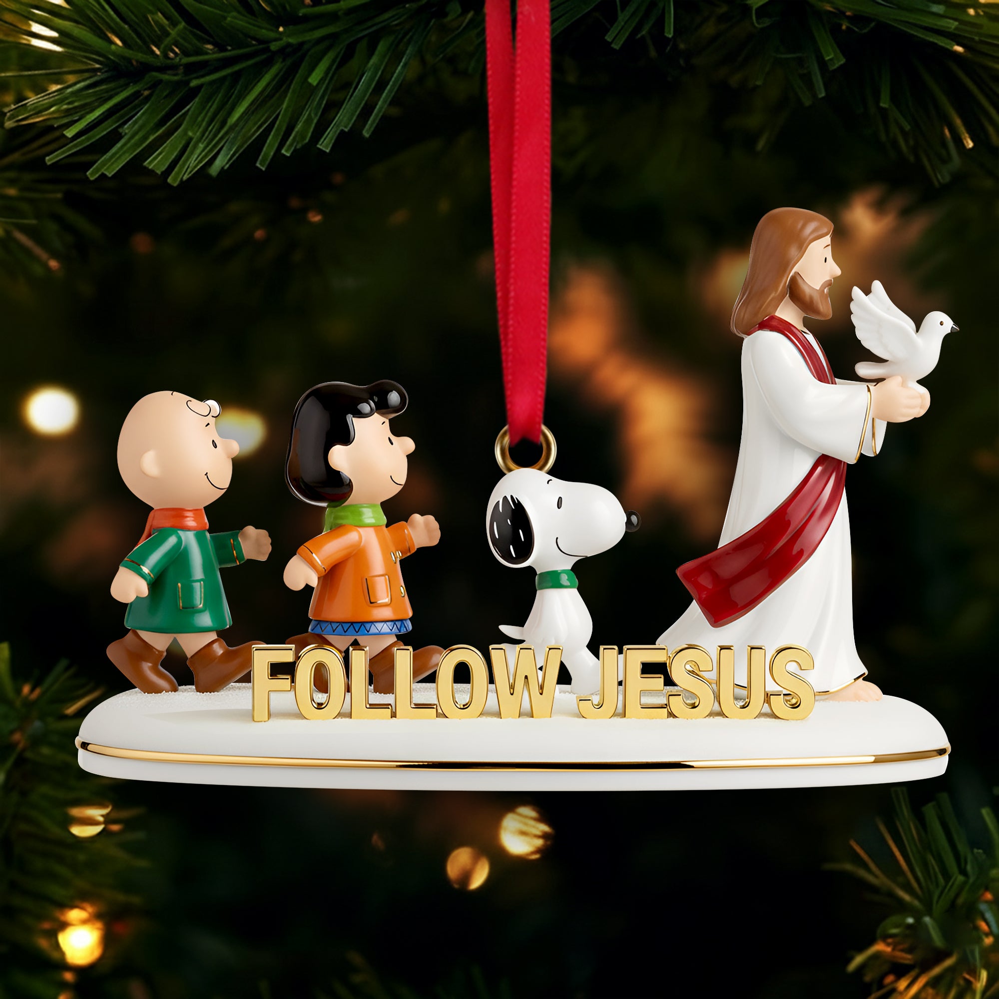 Following Jesus Christ Acrylic Ornament - Personalized Gifts For Christians - Family Christmas Ornament Gift