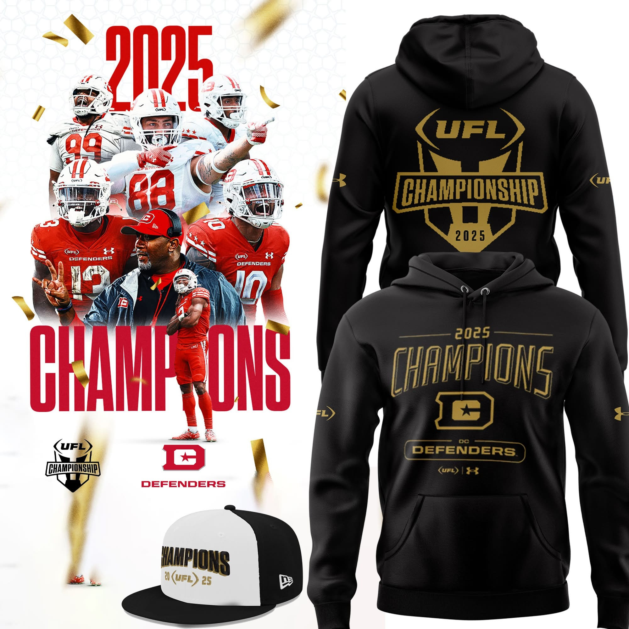 Fontaines D.C. Defenders 2025 UFL Champions 2025 Hoodie Football Fan Merch Gear Gift Ideas