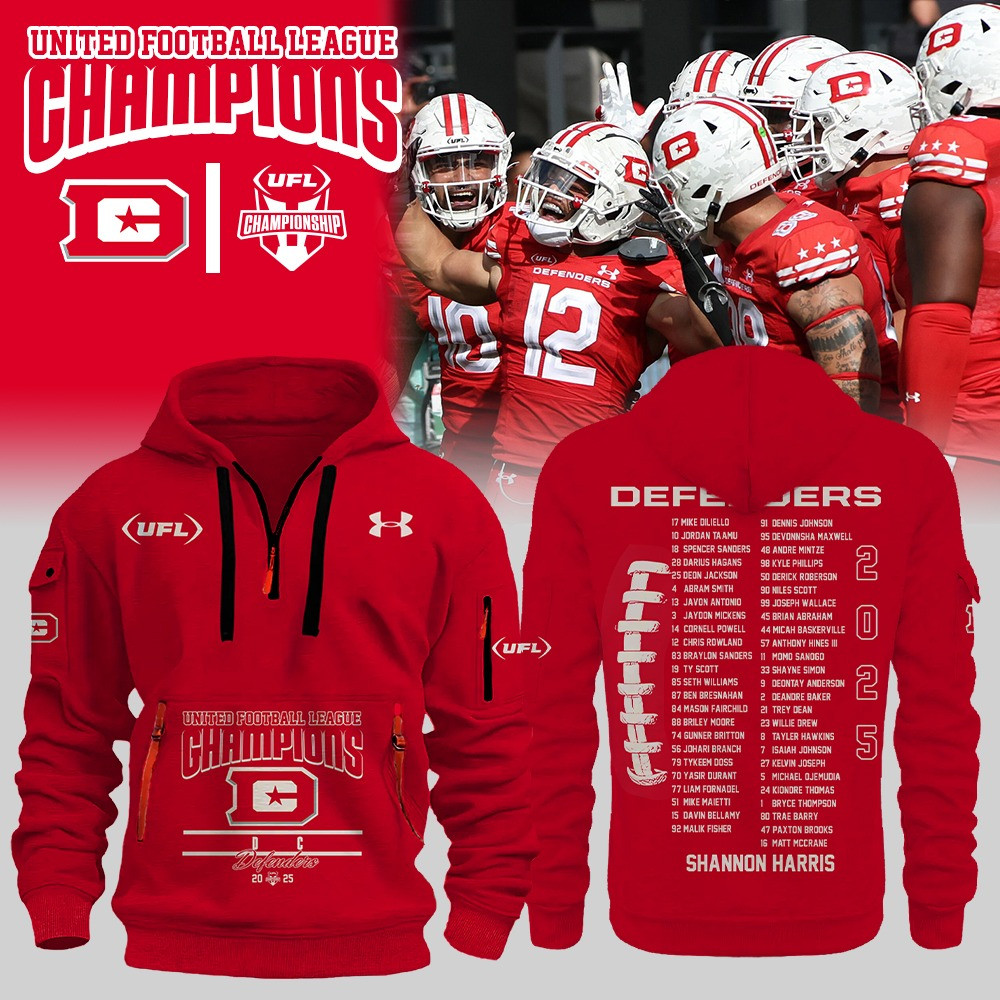 Fontaines DC Defenders United Football League Champions Quarter Zip Hoodie 2025 Apparel