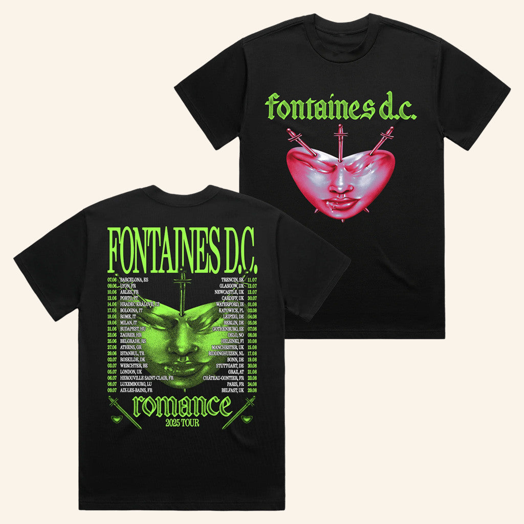 Fontaines DC Merch Favourite Heart Summer 2025 Black T-Shirt Gifts For Fans Fontaines DC Merch Favourite Heart Summer 2025 Black T-Shirt Gifts For Fans
