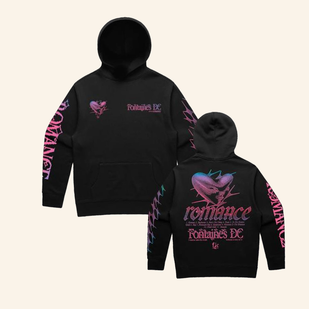 Fontaines DC Merch Romance Tracklist Black Hoodie Gift Ideas For Music Lovers Fontaines DC Merch Romance Tracklist Black Hoodie Gift Ideas For Music Lovers