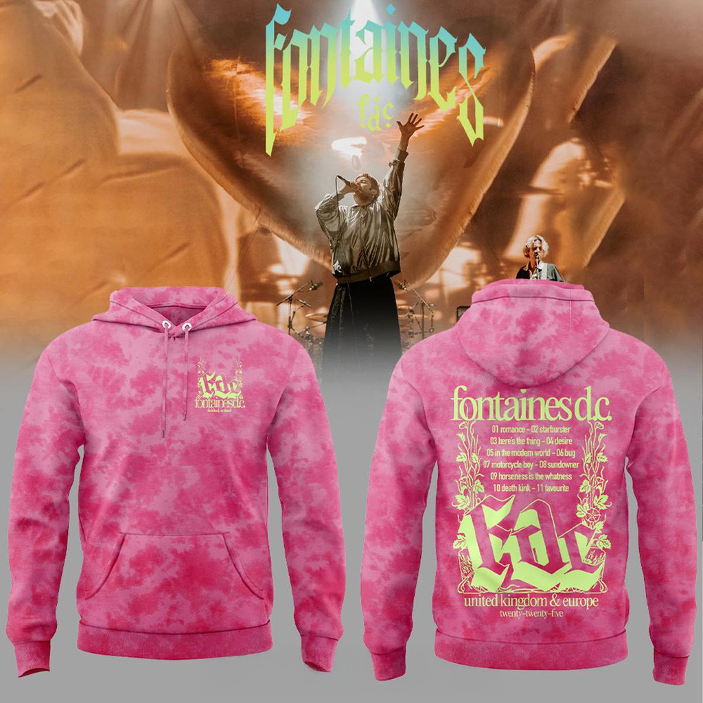 Fontaines DC x Pink Crystal Tie Dye Hoodie Fontaines DC Merch Gift Ideas For Rock Fans Fontaines DC x Pink Crystal Tie Dye Hoodie Fontaines DC Merch Gift Ideas For Rock Fans