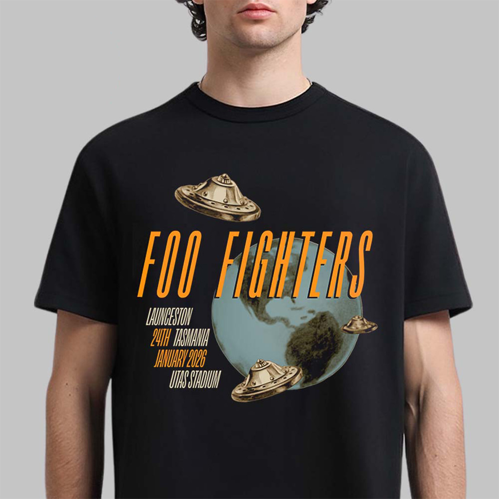 Foo Fighters Australia Tasmania 2026 Venue Merch Live At Utas Stadium On 24 January 2026 UFO Tasmania Dated T-Shirt