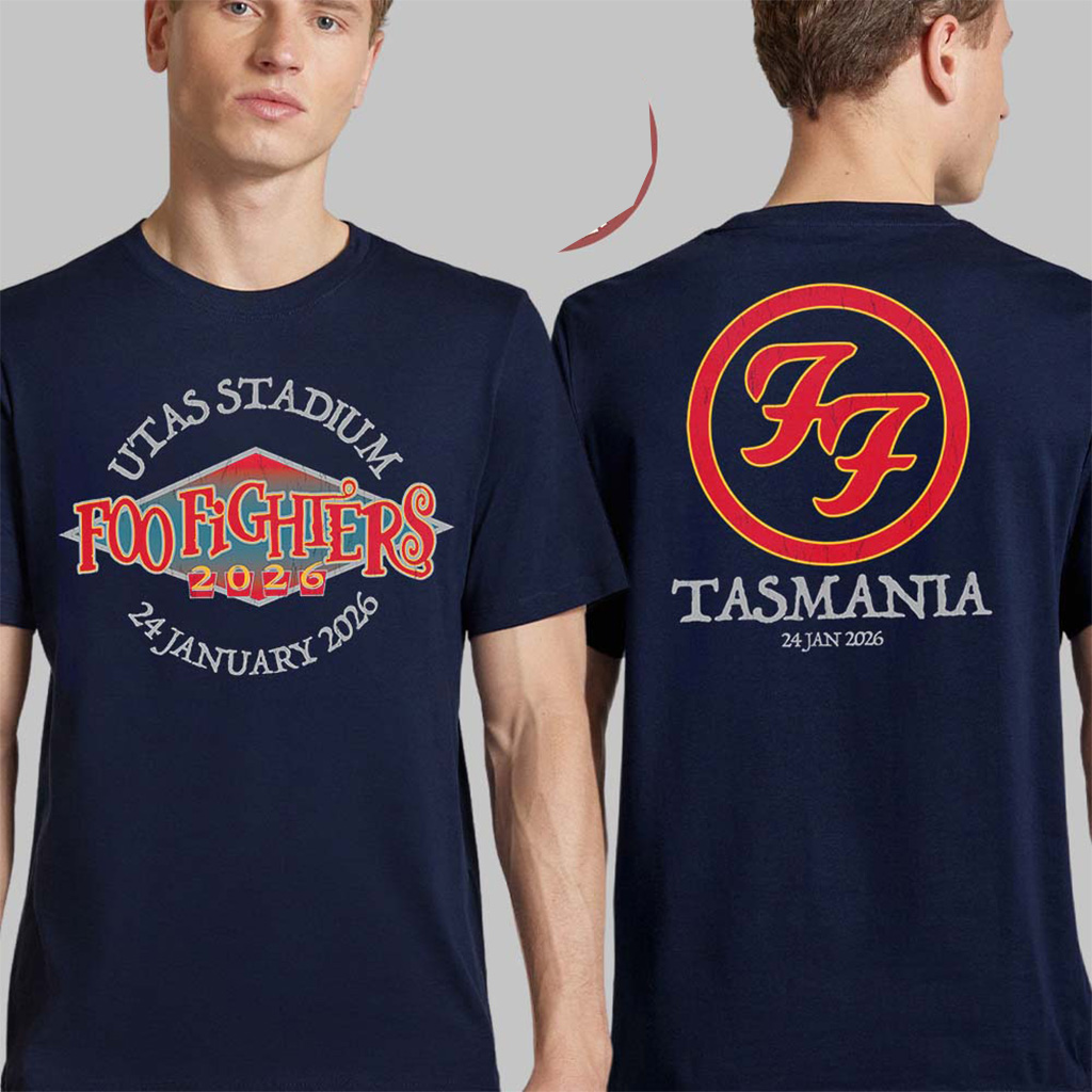 Foo Fighters Australia Tasmania 2026 Venue Merch Tee At Utas Stadium On 24 January 2026 Big Logo T-Shirt