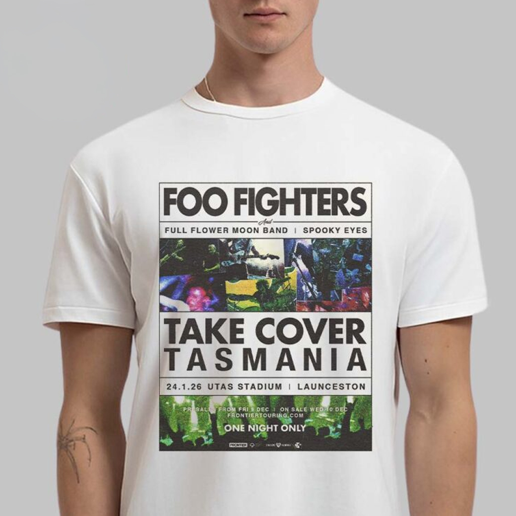 Foo Fighters Launceston Tasmania 2025 Event Poster At Utas Stadium On January 24 2026 T-Shirt