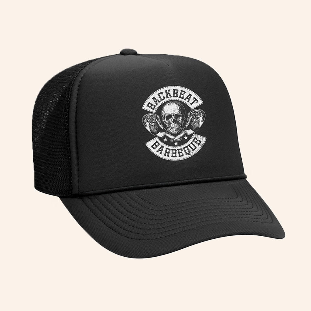 Foo Fighters Merch Skull And Steak Trucker Hat Backbeat BBQ Logo Cap Gift For Brother Foo Fighters Merch Skull And Steak Trucker Hat Backbeat BBQ Logo Cap Gift For Brother