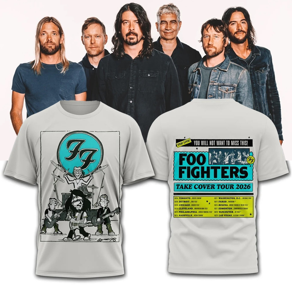 Foo Fighters Merch Take Cover Tour 2026 Graphic Shirt Gifts For Rock Music Lovers
