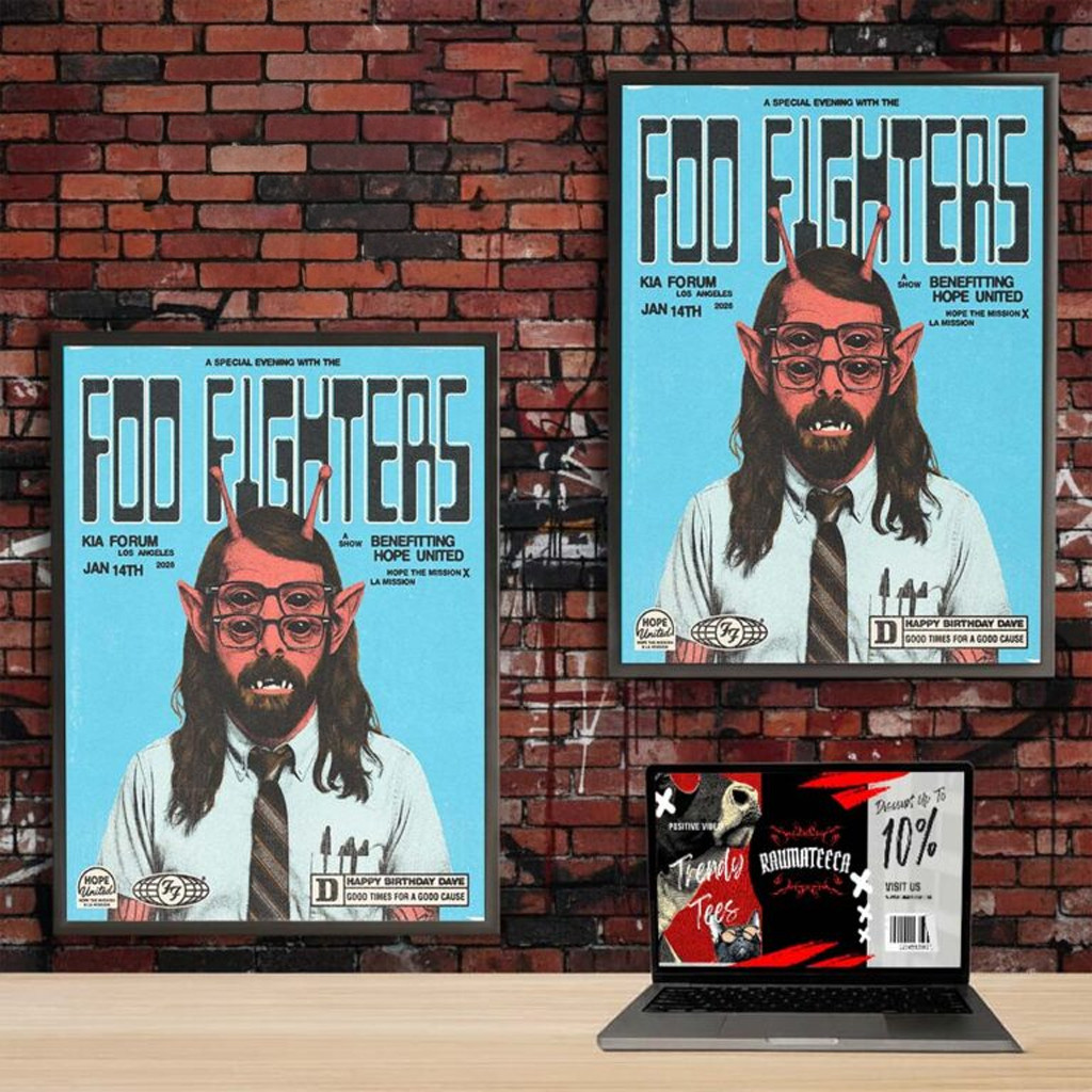Foo Fighters Poster Show Kia Forum Los Angeles In January 14 2026 Happy Birthday Dave Poster Foo Fighters Poster Show Kia Forum Los Angeles In January 14 2026 Happy Birthday Dave Poster