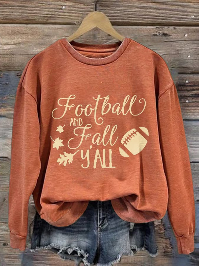Football And Fall Y'all Football Sweatshirt Game Day Football Apparel Fan Gift Ideas