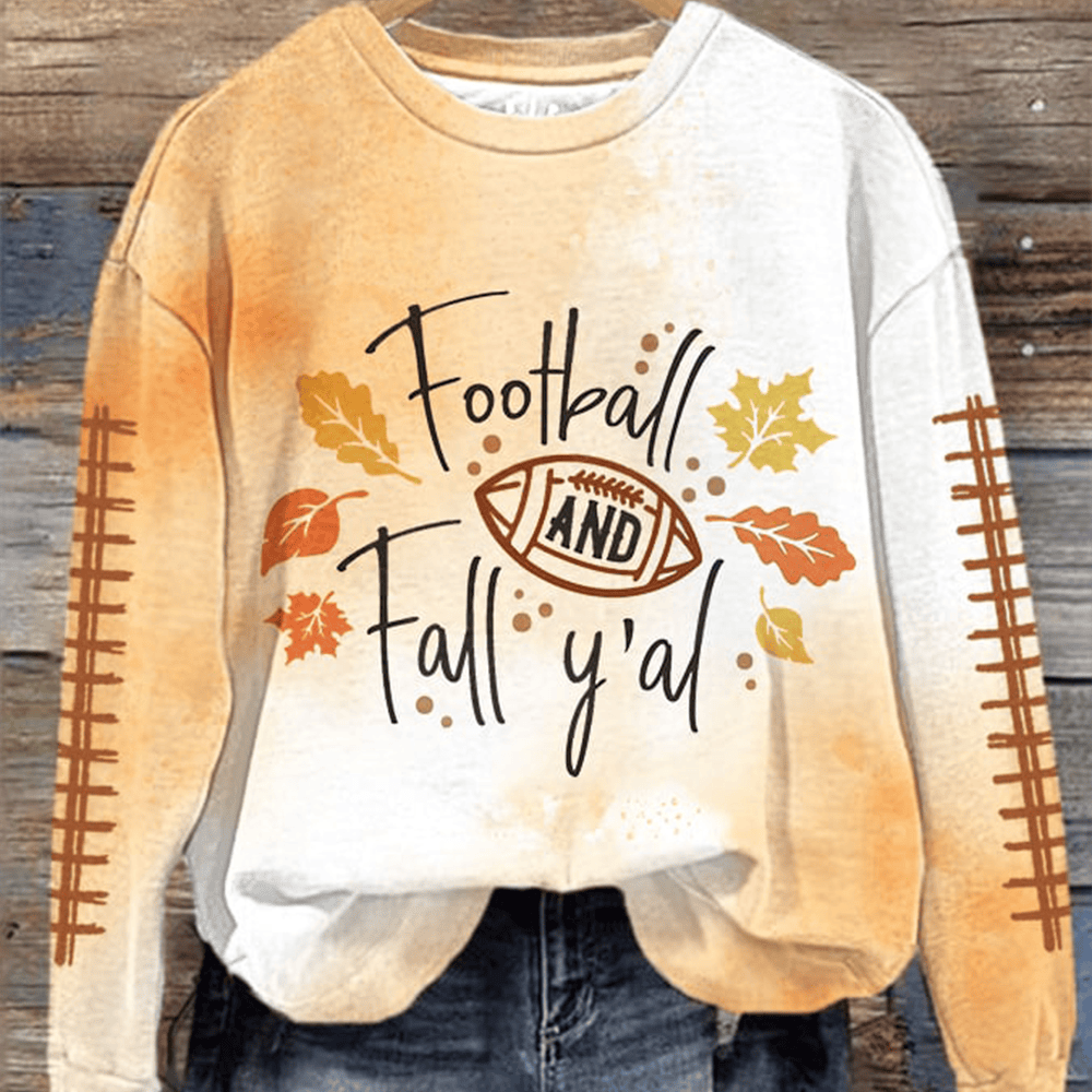 Football And Fall Y'all Sweatshirt Autumn Themed Football Season Clothing Gift Ideas For Her