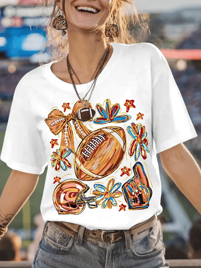 Football Fans Gameday T-Shirt Football Clothes Game Day Gifts For Her