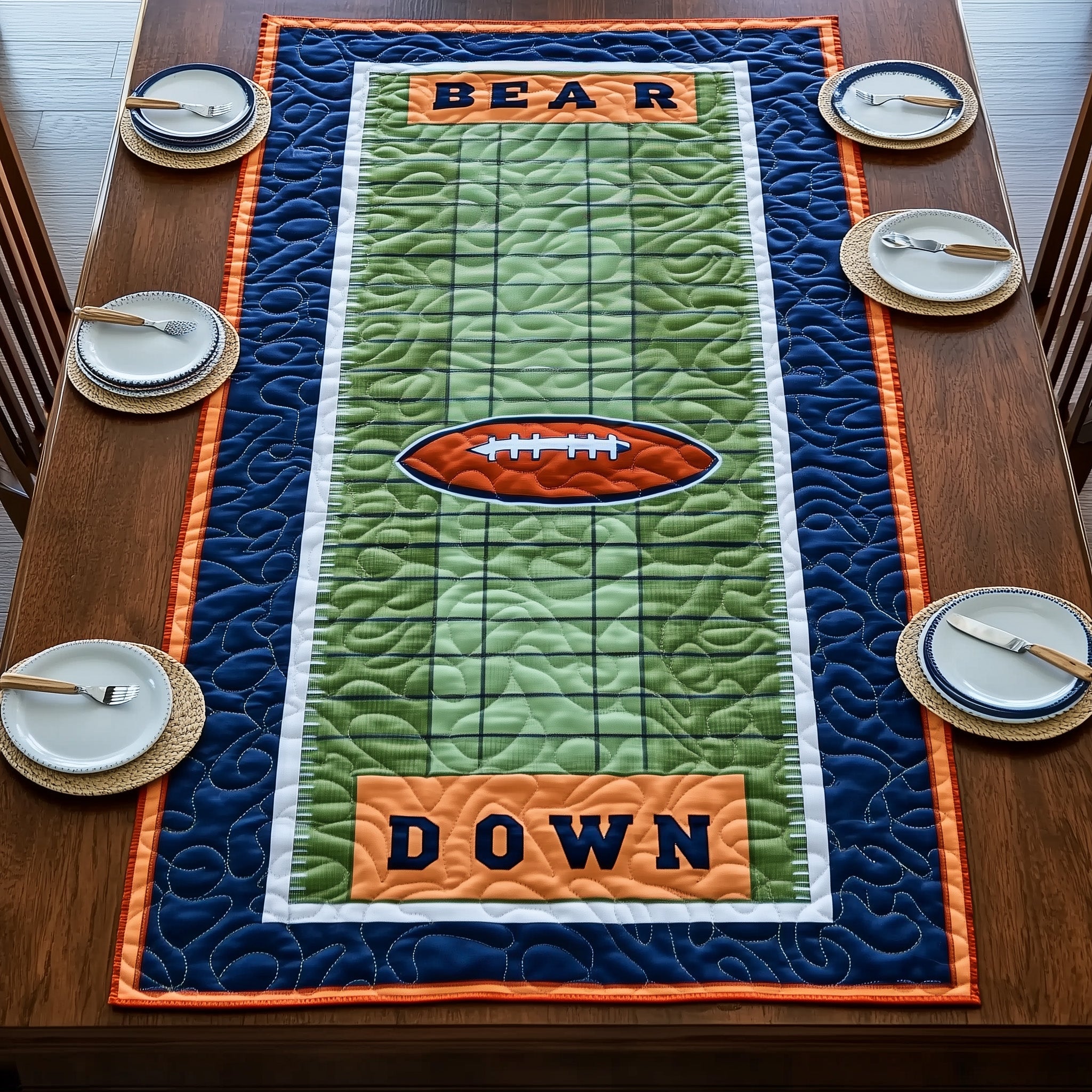 Football Field Quilted Table Runner Christmas Dining Table Runner
