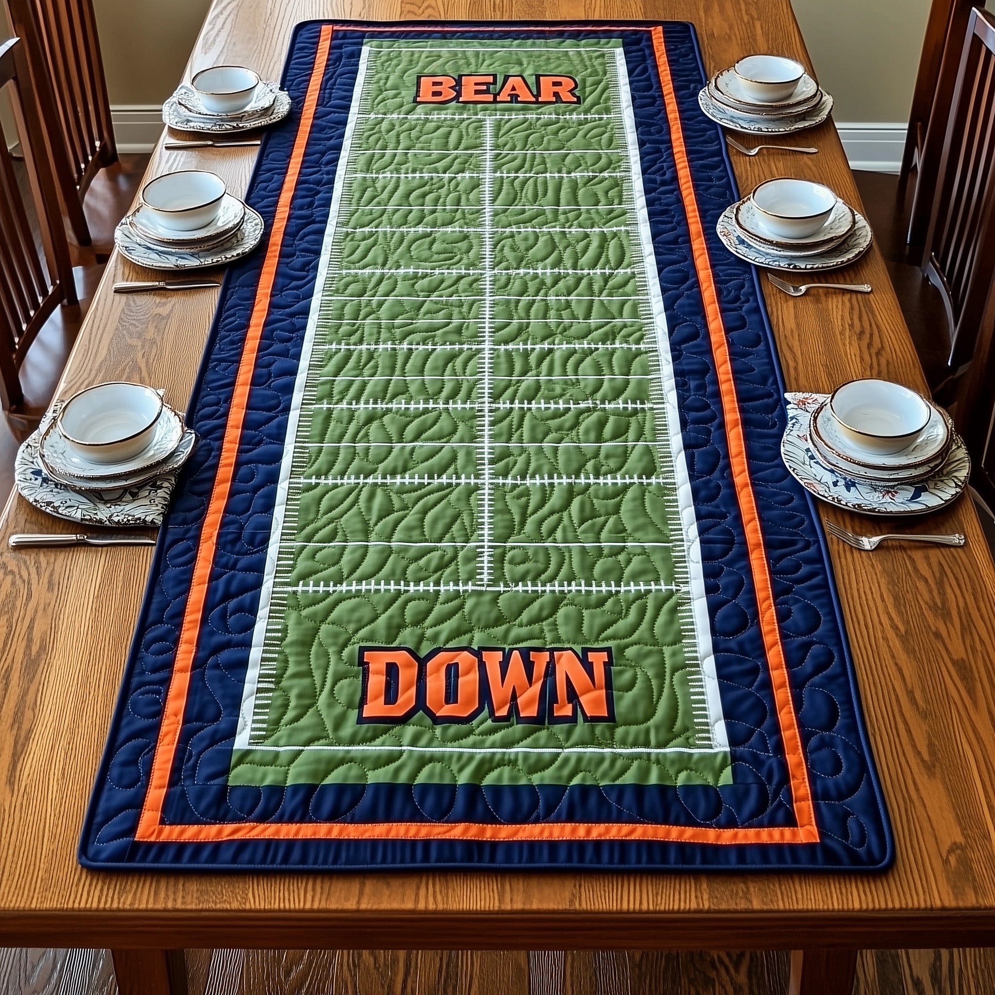 Football Field Quilted Table Runner Christmas Table Runner Decoration